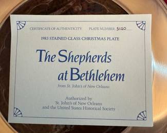 1983 Stained Glass Christmas Plate "The Shepherds at Bethlehem"