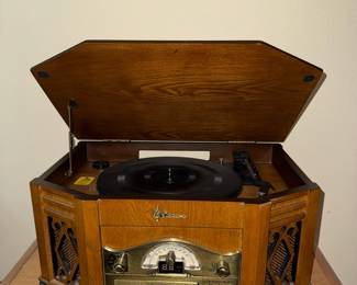 Emerson NR303TT 4-in-1 Retro Turntable System with CD Player, AM/FM Radio, and Cassette