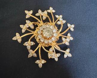 Vintage Rhinestone Snowflake Brooch