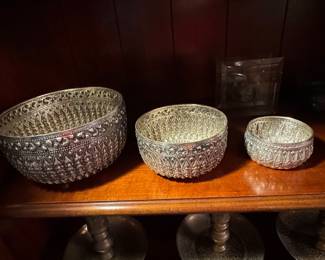 Thai Sterling Silver Repoussé Bowls Set
