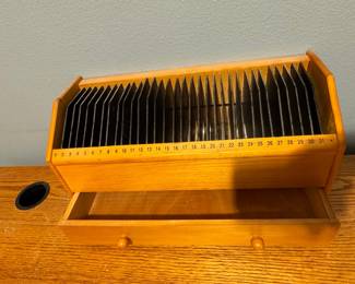 Vintage Wooden 31-Day Bill or Mail Organizer with Drawer