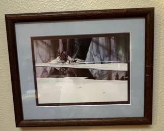 Framed Print of a Winter Scene with Horse-Drawn Wagon by Michael Atkinson