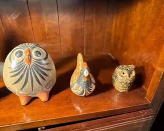Assorted Decorative Figurines and Bowls, including Kokeshi Dolls and Repoussé Metal Bowls