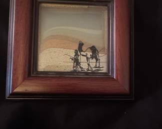 Framed Sand Art Picture with Camel Caravan - "Seven Sands of the UAE"
