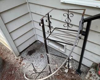 Vintage Wrought Iron Spiral Staircase Plant Stand