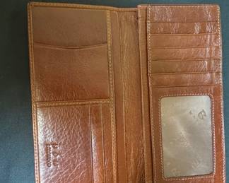 Brown Leather Bifold Wallet with Embossed Initials