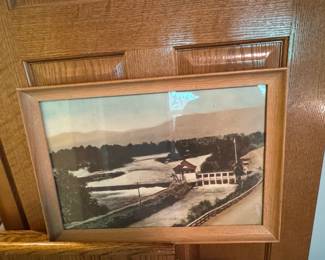 Vintage Landscape Print of a Water Mill