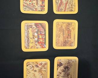 Set of 6 Vintage Chinese Historical Scene Coasters