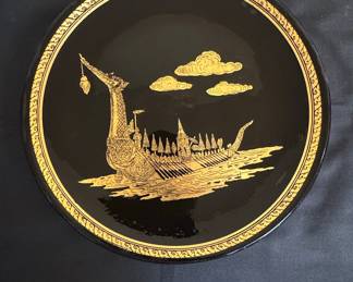 Thai Royal Barge Lacquerware Plate