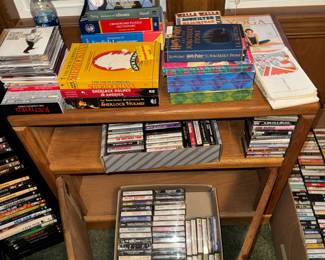 Assorted Books, CDs, and Cassette Tapes