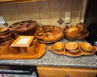 Mid-Century Modern Teak Wood Serving Set