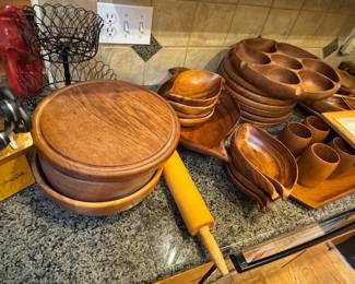 Mid-Century Modern Teak Wood Serving Set