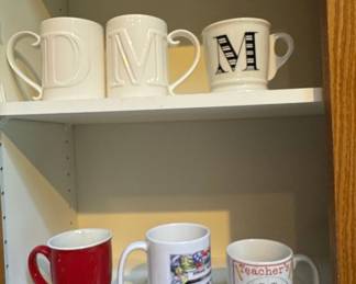 Assorted Ceramic Mugs: Monogram, Graphic, and Novelty Styles