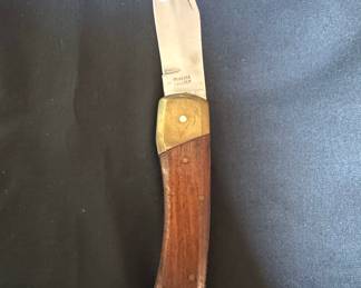 Vintage Folding Pocket Knife with Wood Handle and Brass Bolsters - STAINLESS PAKISTAN