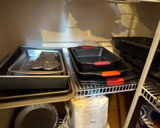 Baking Sheet Set with Red Silicone Handles and Spatula