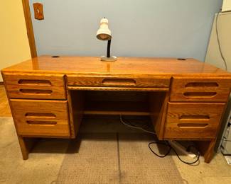 Solid Oak Executive Desk