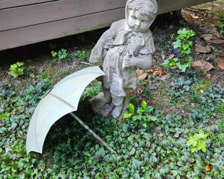Cast Stone Girl w/umbrella