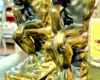 Brass. Vintage 1920's brass bookends "The Thinker"