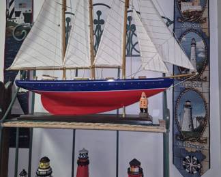 Nautical theme items. Sailboats