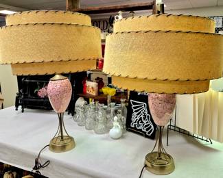 Much MCM!! MCM Atomic table lamps with original shades