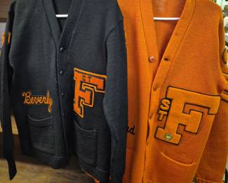 Men's and women's vintage clothing. 1950's high school letter sweaters
