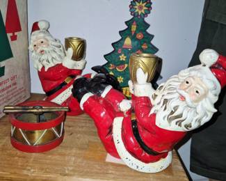 Pr. vintage Japan Santa candleholders