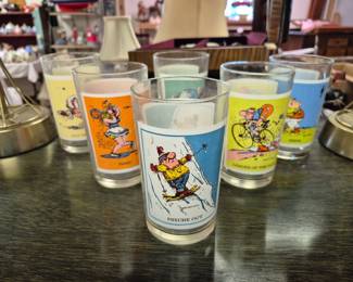 6 pcs. Pepsi Sport Collector Series cartoon glasses by artist Gary Patterson