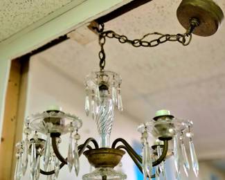 2 hanging glass chandeliers