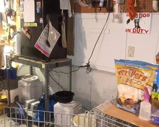 dog crate, dorm fridge