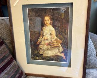 Shadow box framed little girl with basket