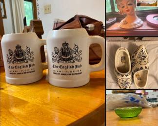 Vintage mugs from The English Pub/Key Biscayne, Florida, Vintage Napcoware ceramic lady head