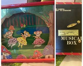 Vintage Otagiri music box three dancing mice