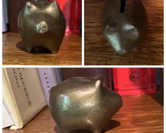 Vintage solid brass piggy bank