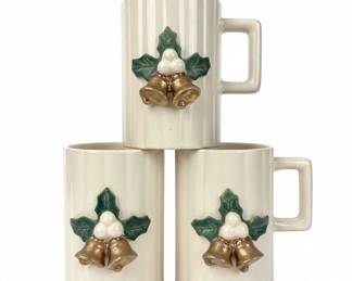 Holt Howard Christmas Holly Mugs Set of