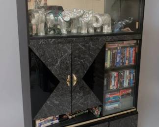 Postmodern Faux Marble Laminate Waterfall Display Cabinet
