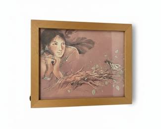 Artwork of a Woman in a Tree by Alphonse Mucha Style