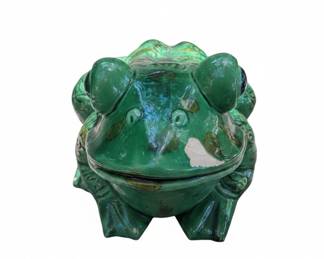 Arnels Style Green Glazed Ceramic Frog Planter