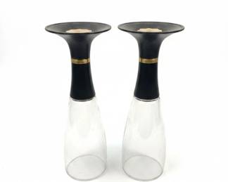 Set of Vintage Dorothy Thorpe Style Glass and Black Metal Glasses