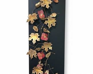 MidCentury Modern Brass and Copper Leaf and Flower Wall Art