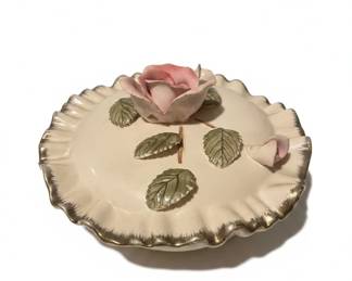 Capodimonte Porcelain Candy Dish with Rose Motif