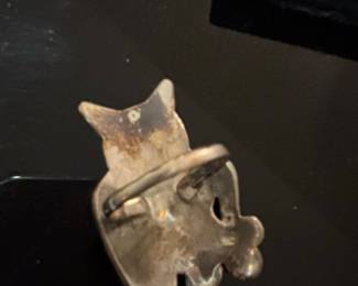 Zuni Sterling Silver Inlay Owl Brooch or Pendant second image