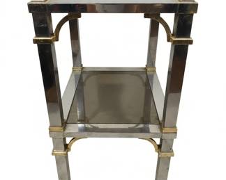 Maison Jansen Style Chrome and Brass Side Table