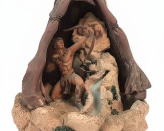 Native American Hunter Diorama Fountain