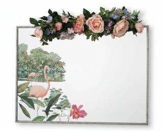 Vintage Robert Stern Pink Flamingo Lithograph Mirror