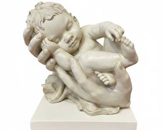 Sleeping Baby in Hands Sculpture