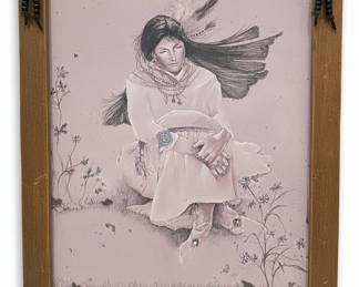 Native American Woman Portrait Print by Marie Buchfink