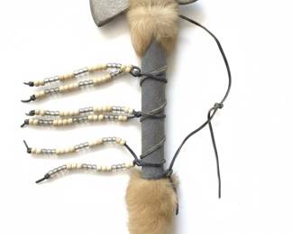 Native American Style Tomahawk with Beads and Fur