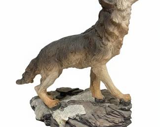 Meerschi Wolf Sculpture with Clock
