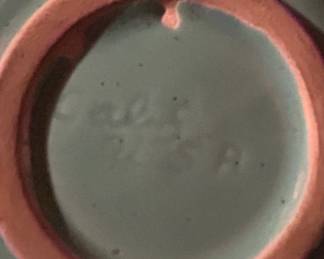 MidCentury Triangular Ashtray with Speckled Aqua Glaze second image