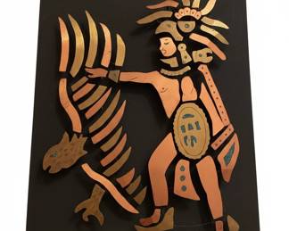 Los Castillo Style Mayan Warrior with Serpent Wall Art